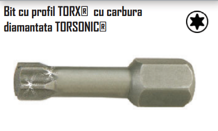 Bit cu profil TORX cu carbura diamantata TORSONIC