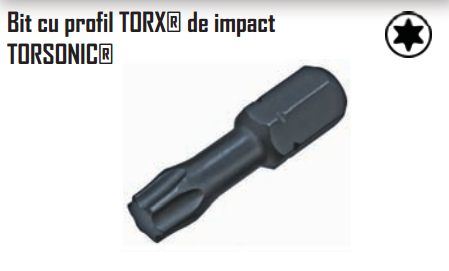 Bit cu profil TORX de impact TORSONIC