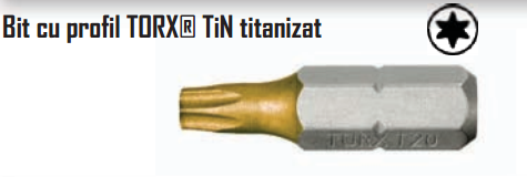 Bit cu profil TORX TiN titanizat