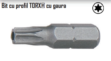 Bit cu profil TORX cu gaura