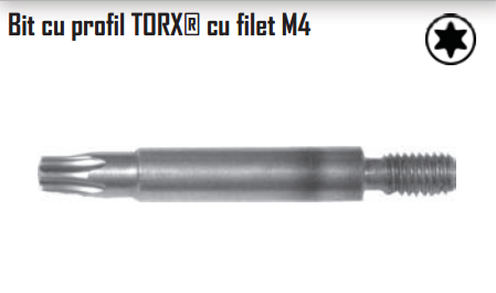 Bit cu profil TORX cu filet M4