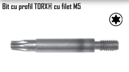 Bit cu profil TORX cu filet M5