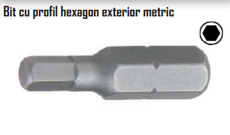 Bit cu profil hexagon exterior metric