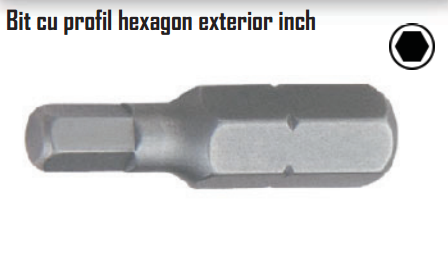 Bit cu profil hexagon exterior inch