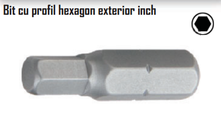 Bit cu profil hexagon exterior inch