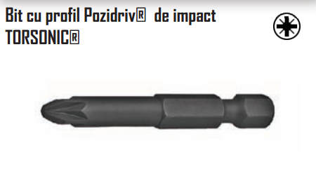 Bit cu profil Pozidriv de impact TORSONIC