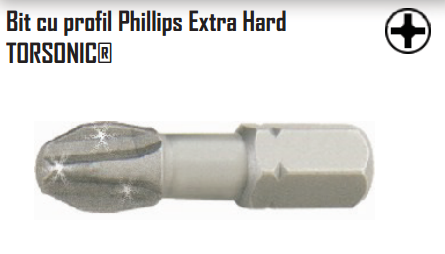 Bit cu profil Phillips Extra Hard