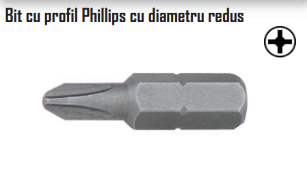 Bit cu profil Phillips diam redus