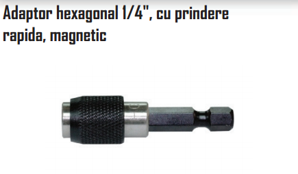 Adaptor hexagonal cu prindere rapida, magnetic