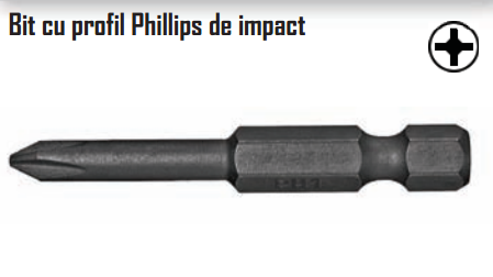 Bit cu profil Phillips de impact