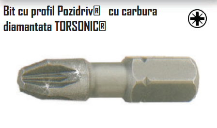 Bit cu profil Pozidriv TORSONIC