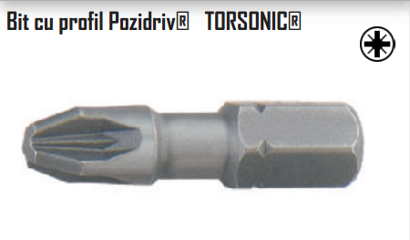 Bit cu profil Pozidriv TORSONIC