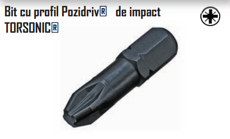 Bit cu profil Pozidriv de impact TORSONIC