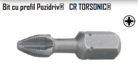 Bit cu profil Pozidriv CR TORSONIC